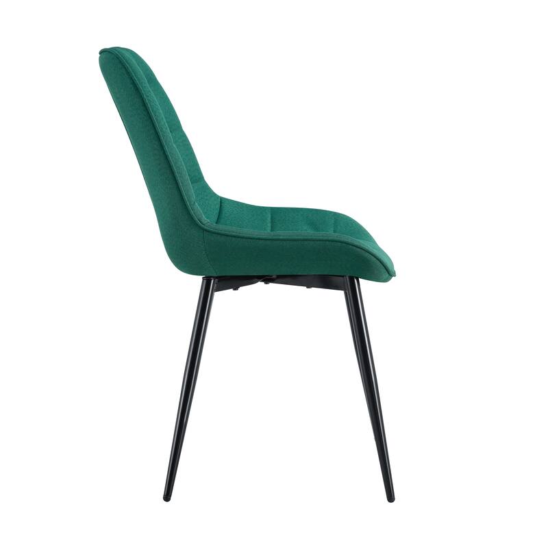 Modern Fabric Dining Chair w/ Grid Pattern and Metal Frame (Set of 2)