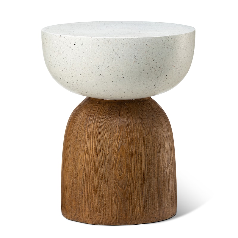 Glitzhome 17.75"H MGO Geometric Faux Terrazzo and Garden Stool