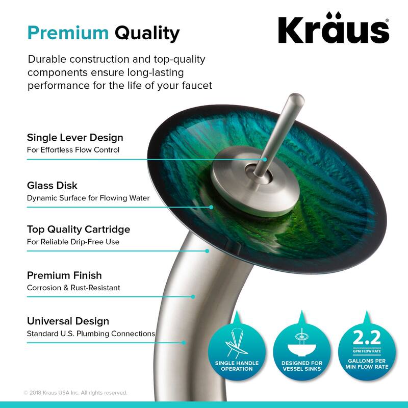 Kraus Bathroom Combo - 17" Nei Glass Vessel Bathroom Sink with Vessel