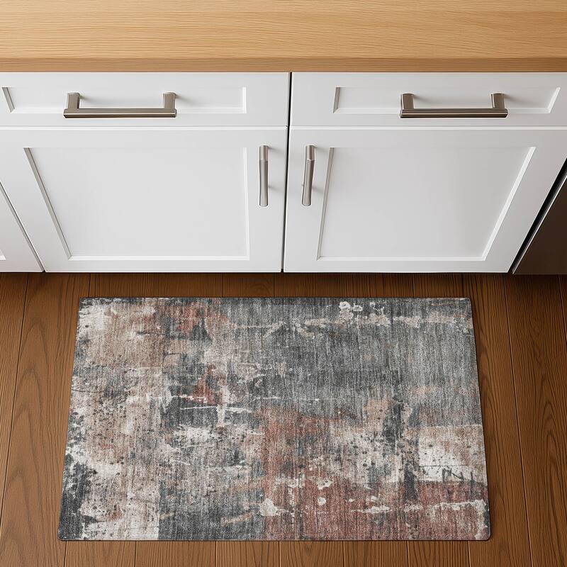 Premium Washable Super Soft Abstract Modern Mayfield Rug - 1'8" x 2'6" - Paprika