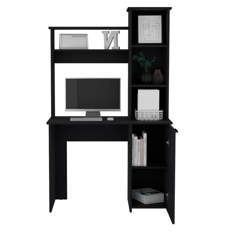 Contemporary Writing Desk with Spacious Work Surface, Hutch Storage, and Stylish Shelves for Home Office Organization