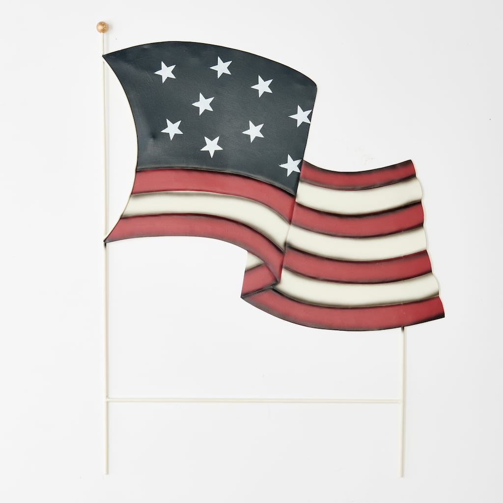 27" Metal July 4th USA Flag Yard Stake