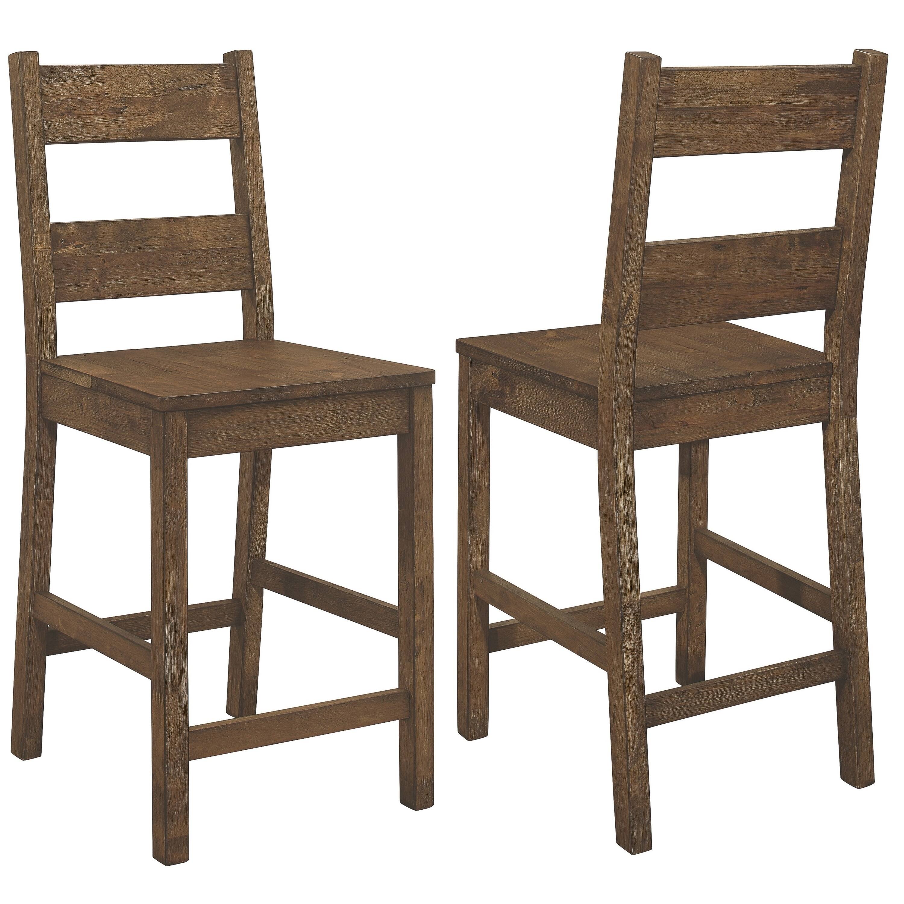 Rustic Mission Design Counter Height Ladder Back Dining Stools (Set of