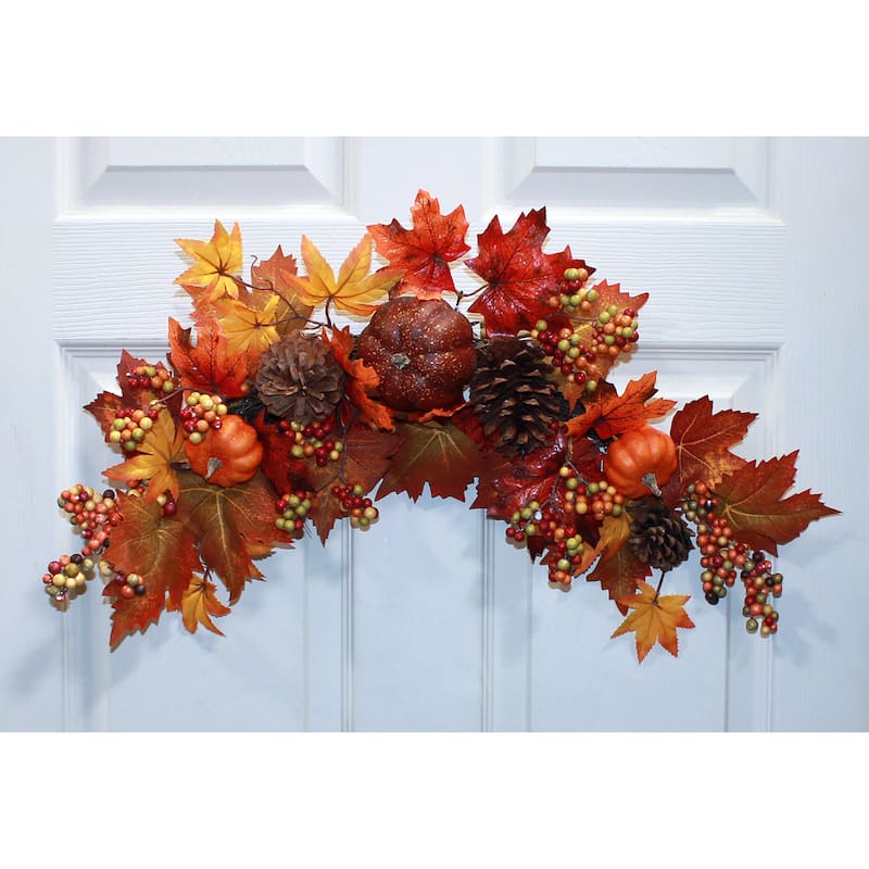 25" Fall Artificial Pumpkin Berries Cone Swag - 25