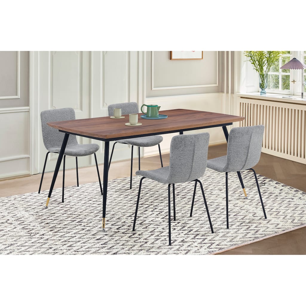 Messina and Gillian Light Grey Fabric 5 Piece Rectangular Dining Set