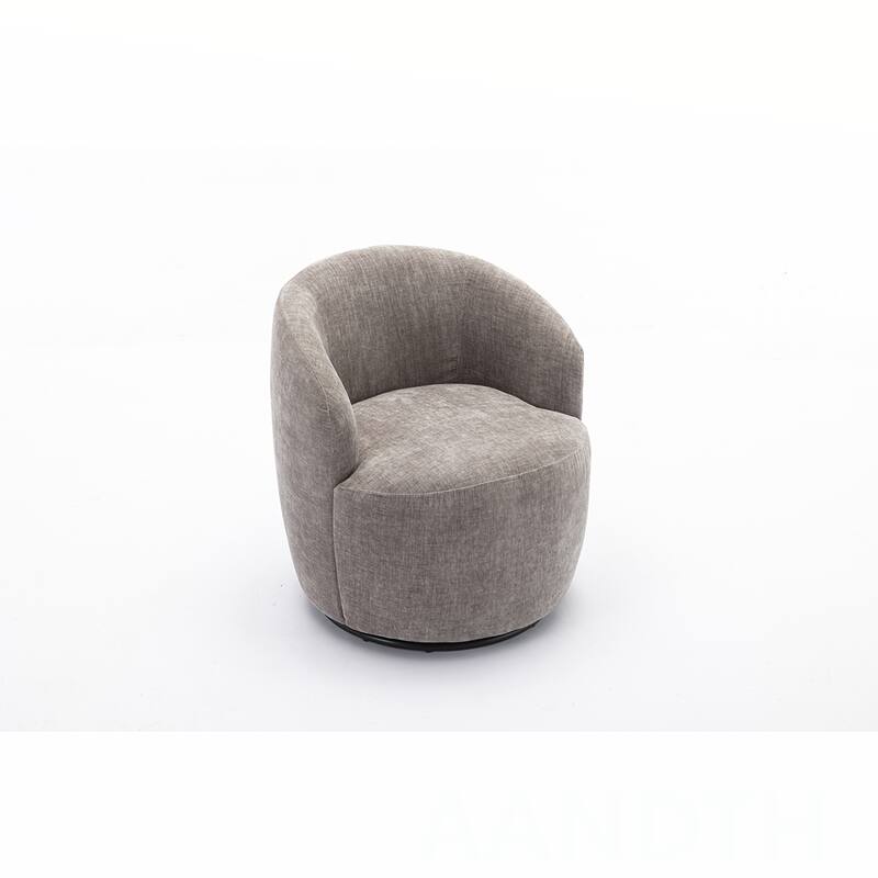 Chenille Swivel Barrel Chair