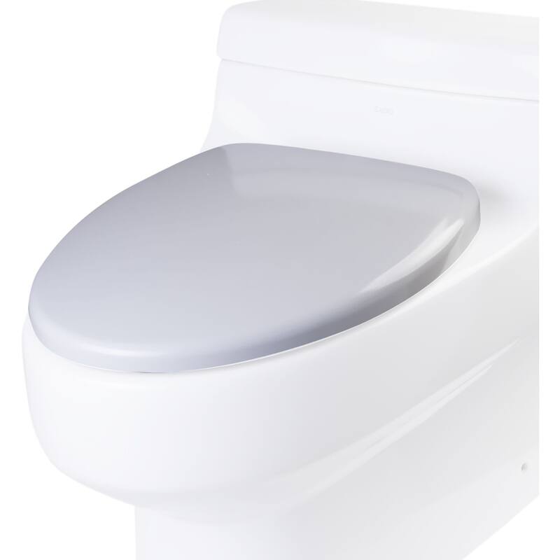 Eago Elongated Closed-Front Toilet Seat with Soft Close Hinges - White