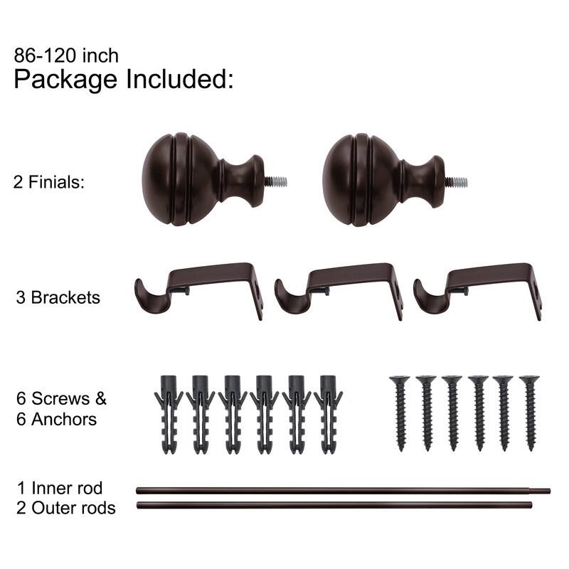 UTOPIA ALLEY 5/8 Inch Curtain Rod - Adjustable Drapery Rods, Bedroom & Living Room Decorative Curtain Rods