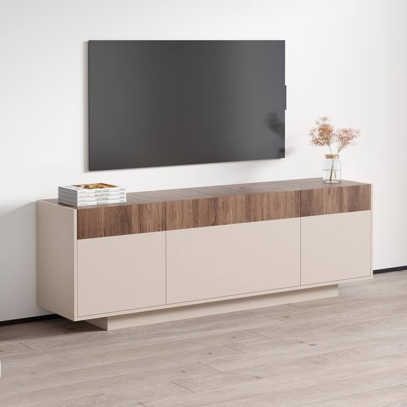 Meble Furniture Haopsa 71" Modern 3D-Effect TV Stand with Storage Cabinets for up to 80" TVs
