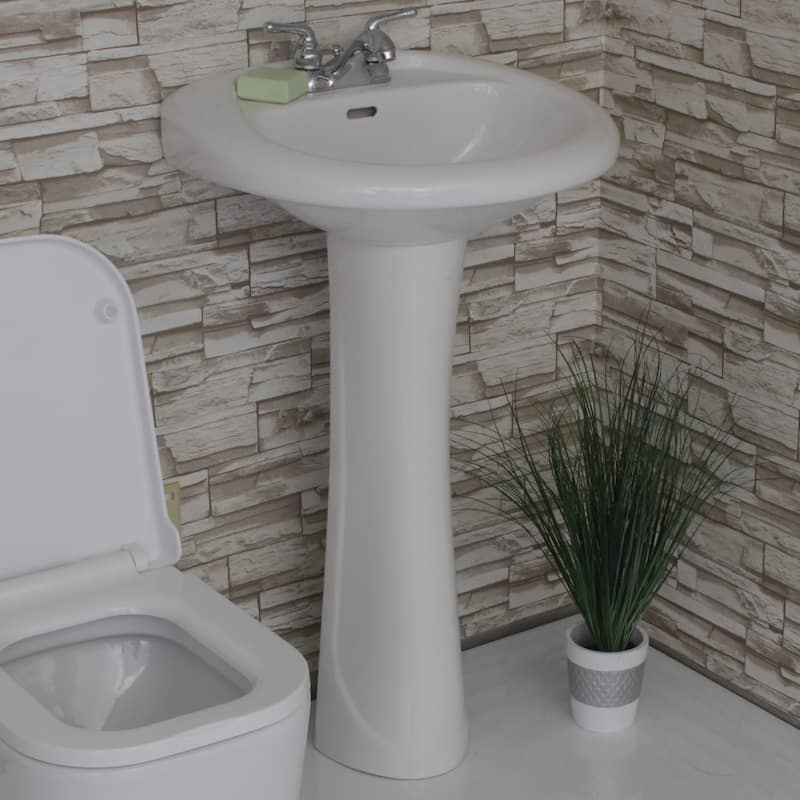 Fine Fixtures Ceramic White Pedestal Sink 22 x 18 - 22 x 18