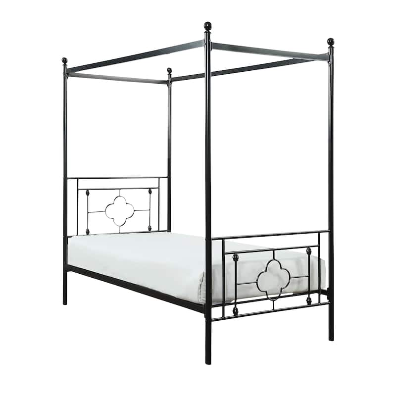 Marnie Qua-trefoil Canopy Metal Bed - Twin