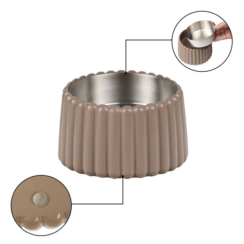 Intersecta Concrete & Steel Pet Feeder - 16oz with Metal Stand