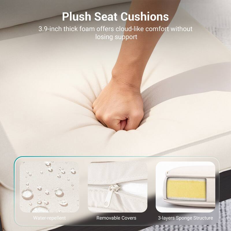 HIPS Outdoor Sofa Set with 3.9 Inch Cushions & Ottoman (Set of 5)