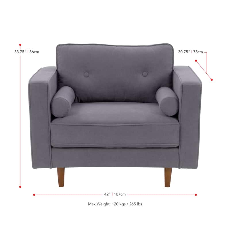 Upholstered Mid Century Accent Chair, Grey