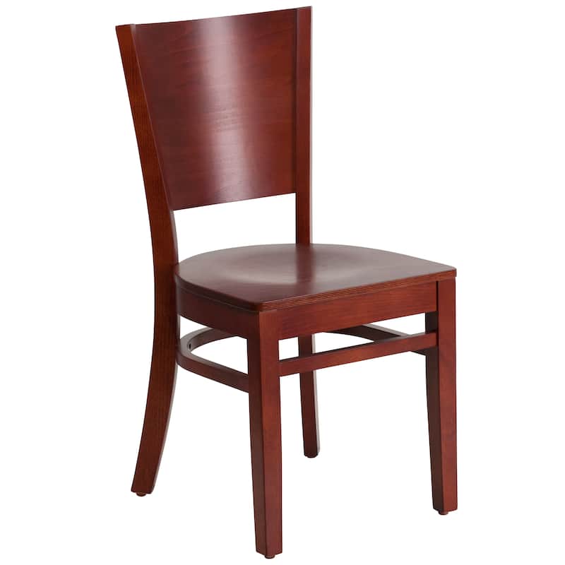 Solid Back Wooden Restaurant Chair - 17.25"W x 20.5"D x 33.5"H - mahogany wood seat/mahogany wood frame