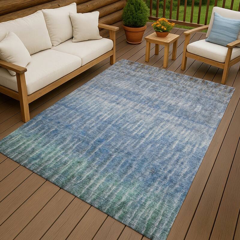 Machine Washable Indoor/ Outdoor Contemporary Ombre Chantille Rug