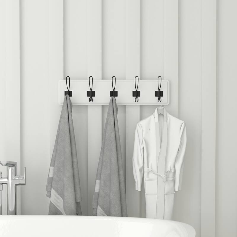 Wall Mounted Storage Rack with Upper Shelf and Storage Hooks