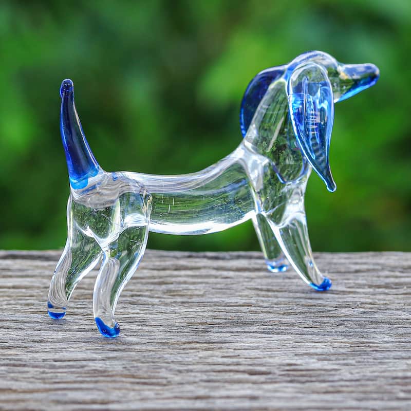 Novica Handmade Intuition Dachshund Handblown Glass Figurine