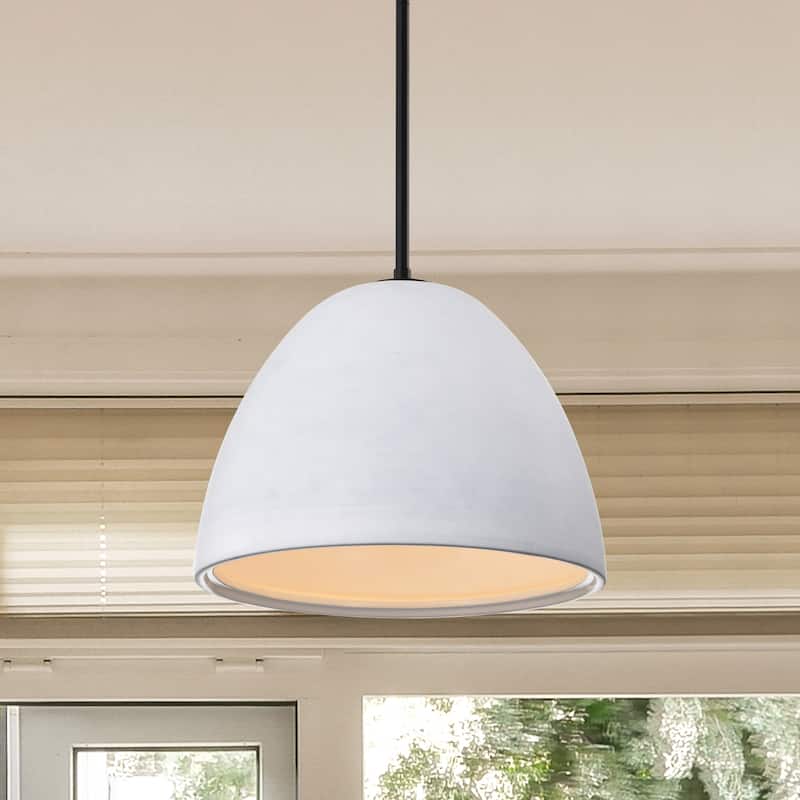 Collins 14 Inch Pendant with White Ceramic - Matte Black