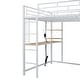 preview thumbnail 40 of 61, Loft Metal Bed with Desk,Shelves,Power Outlet,LED Light and Wardrobe