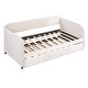 preview thumbnail 6 of 10, Twin Daybed with Pull-out Twin Size Trundle Bed & Wood Slat Support, Velvet Upholstered Bed Frame for Livingroom Bedroom, Beige