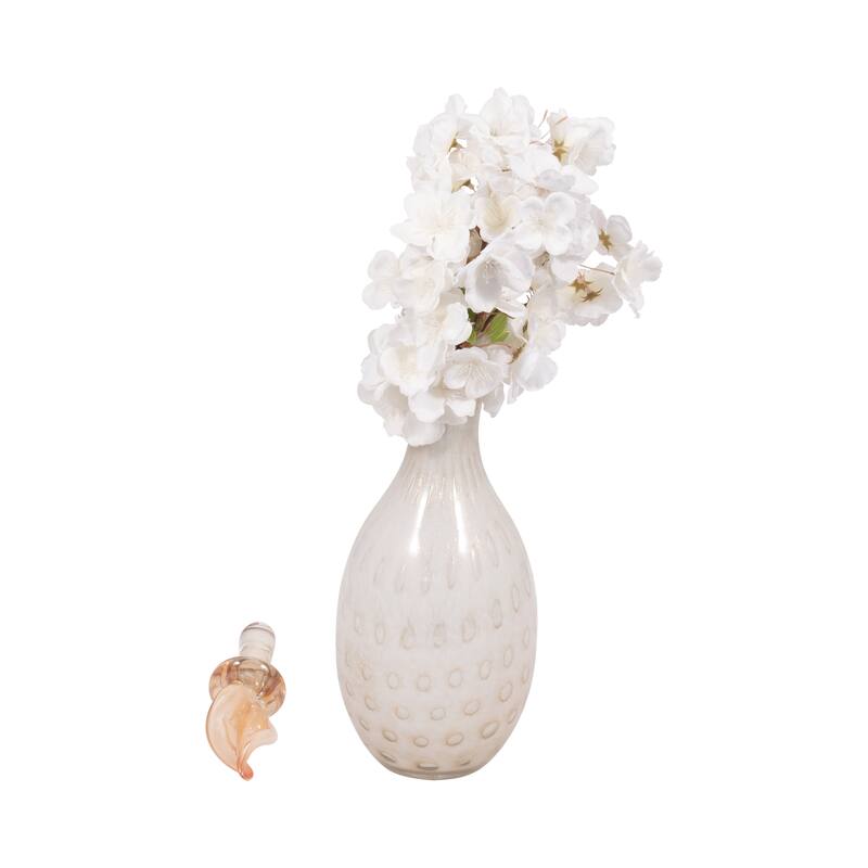 Sagebrook Home Meira Leaf Topper Glass Vase - Exquisite Design for Modern Homes - Durable & Elegant Decor