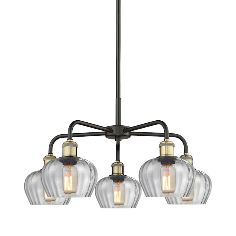 Innovations Lighting 516-5CR-14-25 Fenton Chandelier Fenton 5 Light - Black Antique Brass / Clear