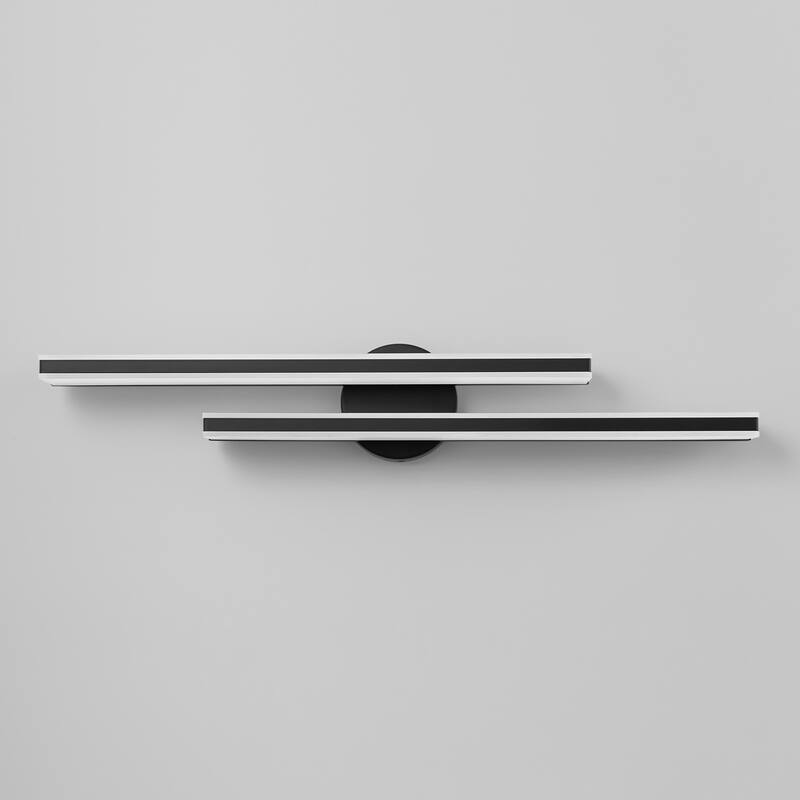 2-Light Modern Black Rectangular LED Bathroom Vanity Light - 27.7 in. W x 4.7 in. H x 4.5 in. D