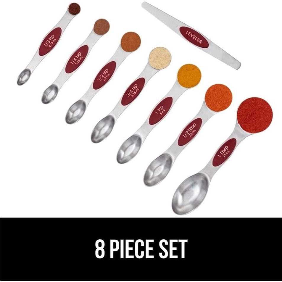 Zulay Kitchen Dual Sided Stainless Steel Magnetic Measuring Spoons Set of 7 - White