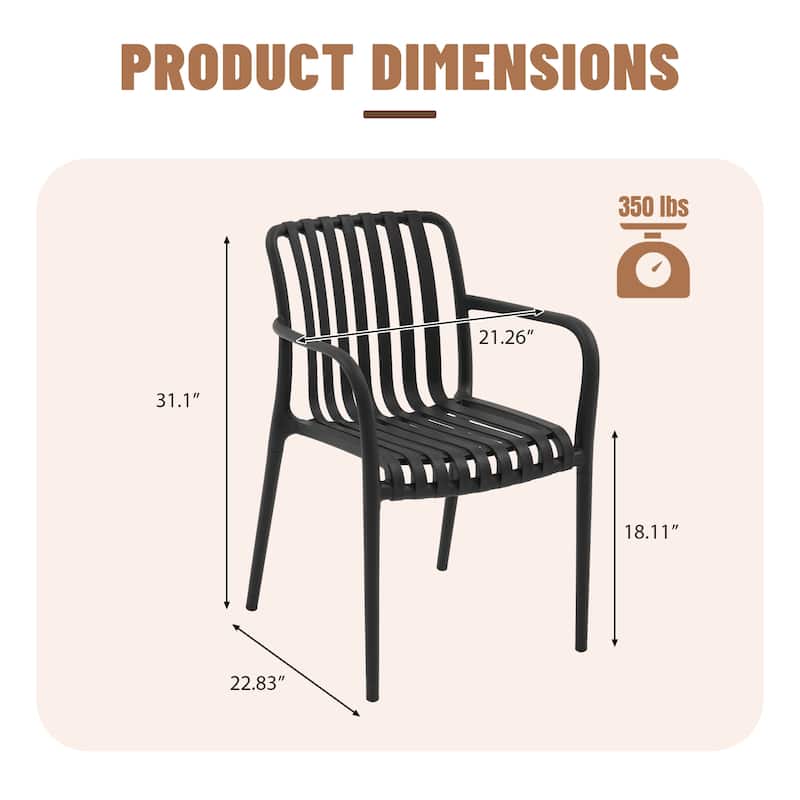 Outdoor Dining Set 9-Piece Stackable Plastic Lightweight Dining Armchair and Extendable Dining Table