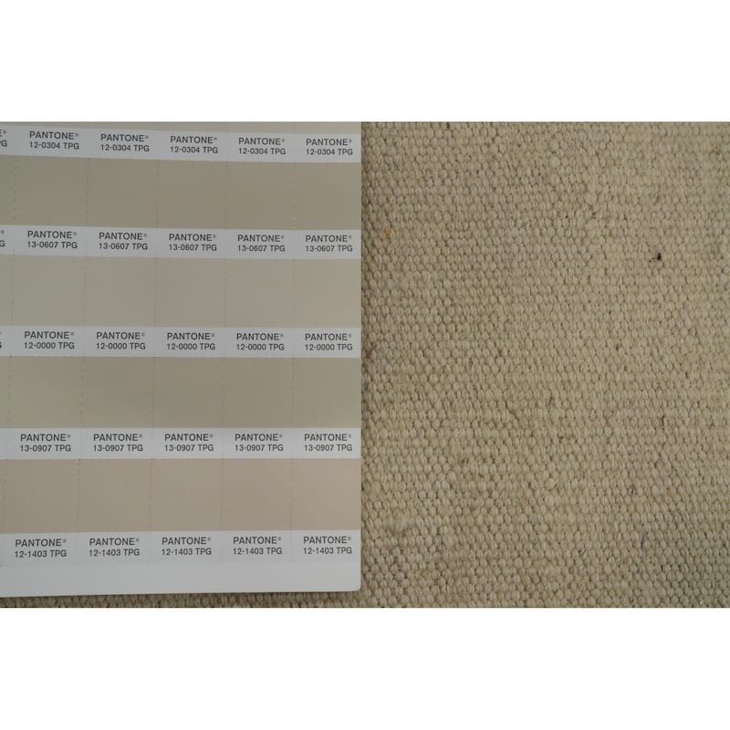 Hand Woven Oriental 100% Wool Carpet Southwestern Modern Beige & Ivories Kilim Area Rug - 9' 11'' X 6' 9''