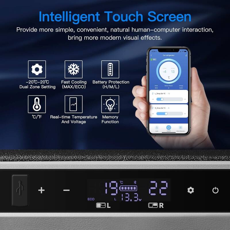 BODEGA Car Refrigerator,Dual Zone Cooler,Temp Independent,APP Control