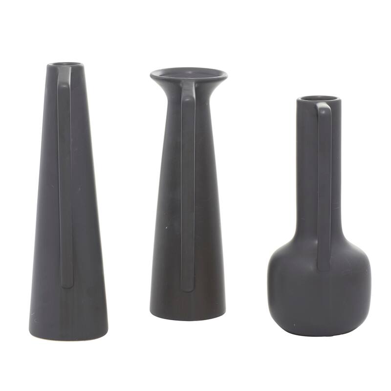 CosmoLiving by Cosmopolitan Ceramic Vase with Handles (Set of 3) - Black or White