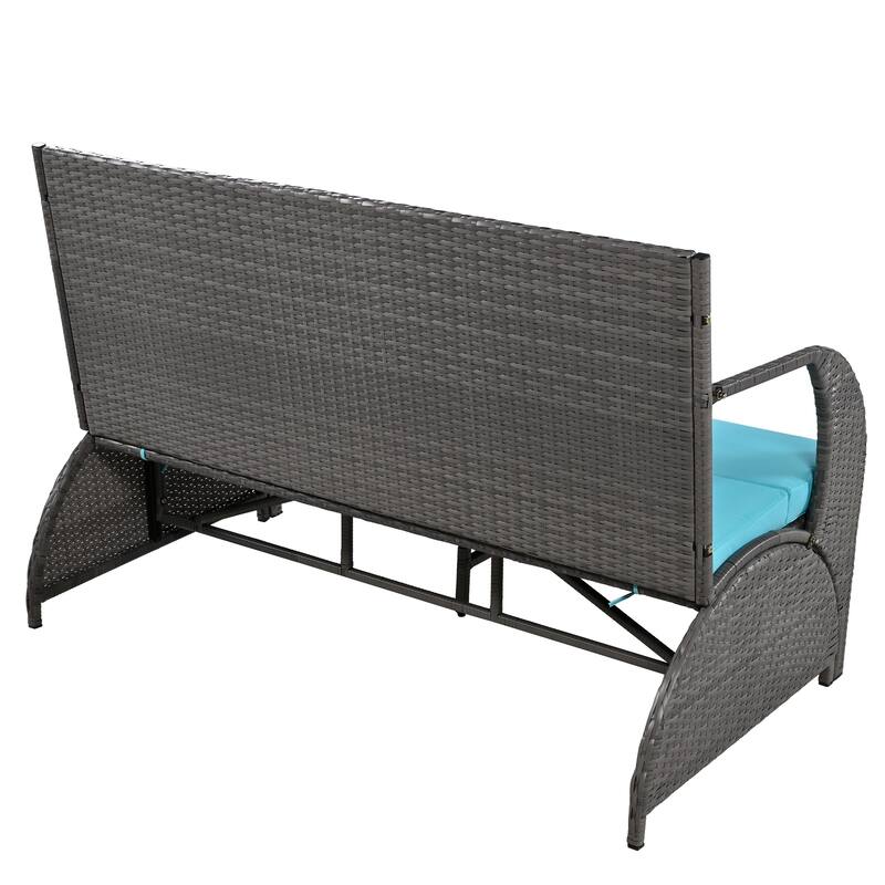 Multi-Functional Outdoor Patio Rattan Loveseat Sofa, Convertible 4-Seats Dining Set