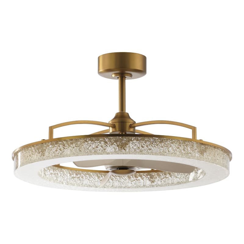 Ceiling Fan 33" Perimost 3-Blade Gold Crystal LED