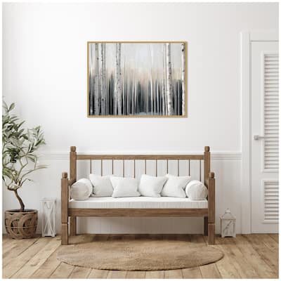 Kate and Laurel Sylvie Birch Tree Glow Framed Canvas by Mary Sparrow