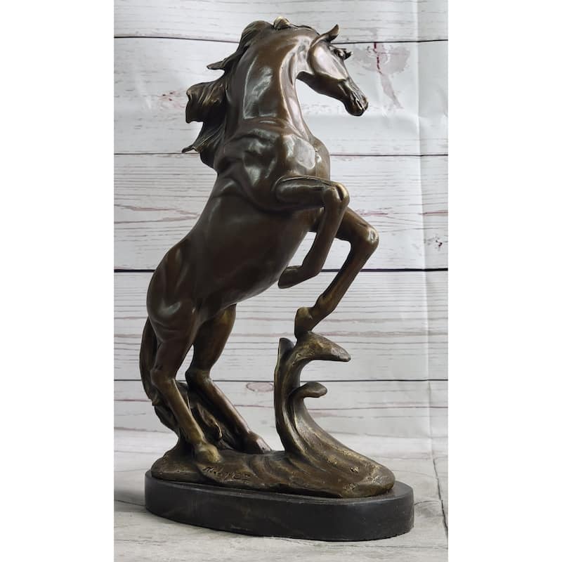Rearing Horse Bronze Sculpture Statue Equestrian Stables Country Western Decor