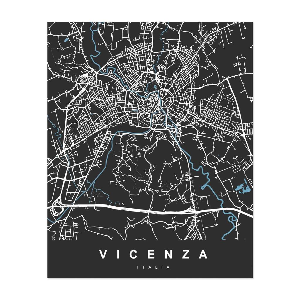 Vicenza Veneto Italy Vicenza City Map Italy Maps Art Print/Poster