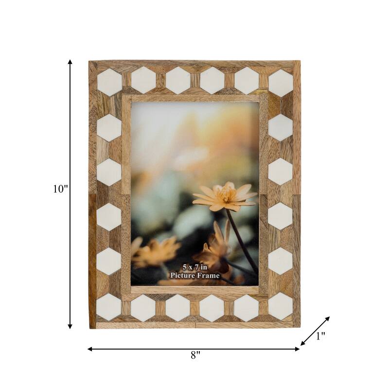 Wood Resin Hexagon Picture Frame - White, 5x7 in.