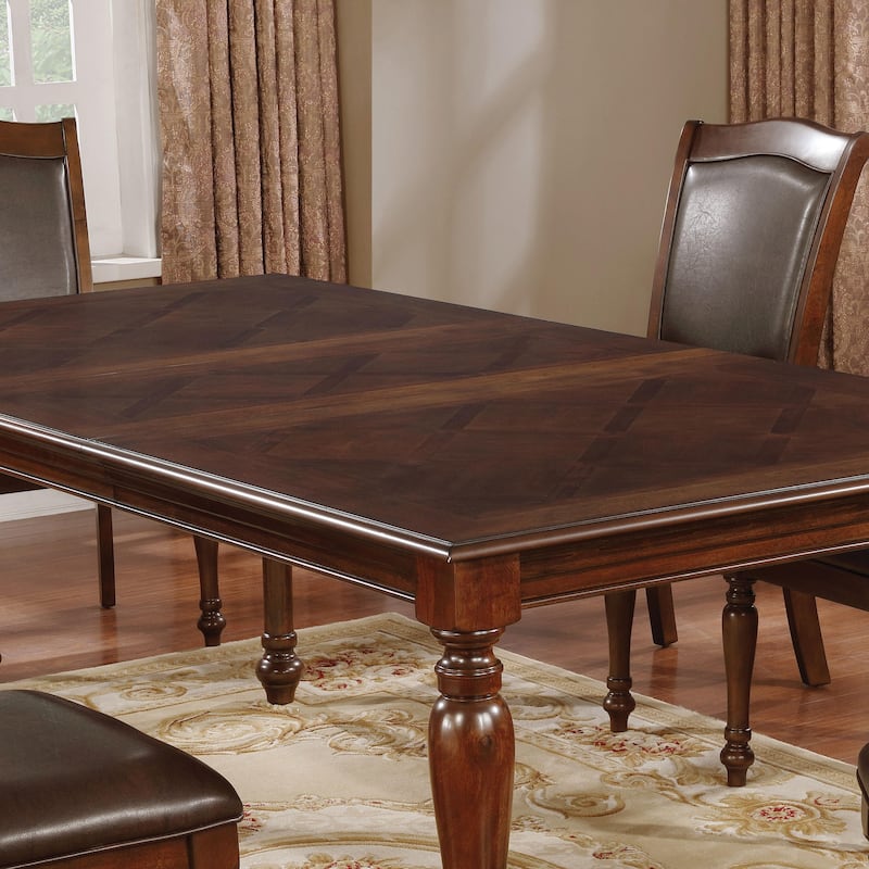 Roke Traditional Cherry Solid Wood 7-Piece Expandable Dining Table Set by Furniture of America