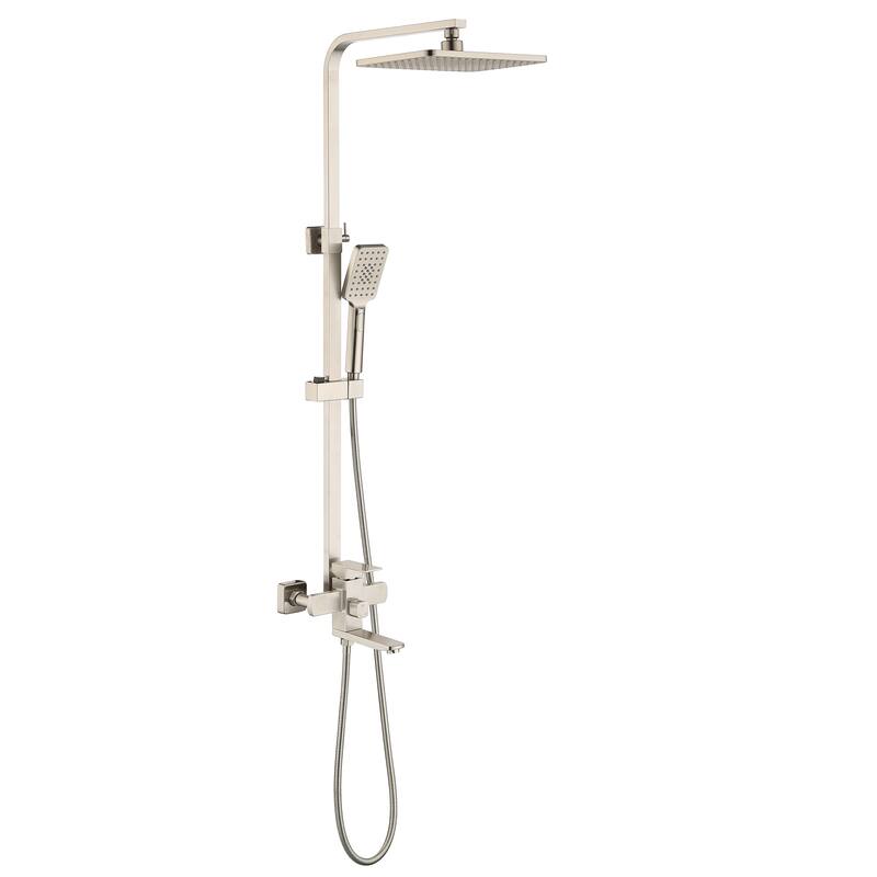 46"H 3-Function Stainless Steel Wall-Mounted Shower System - Brushed Nickel