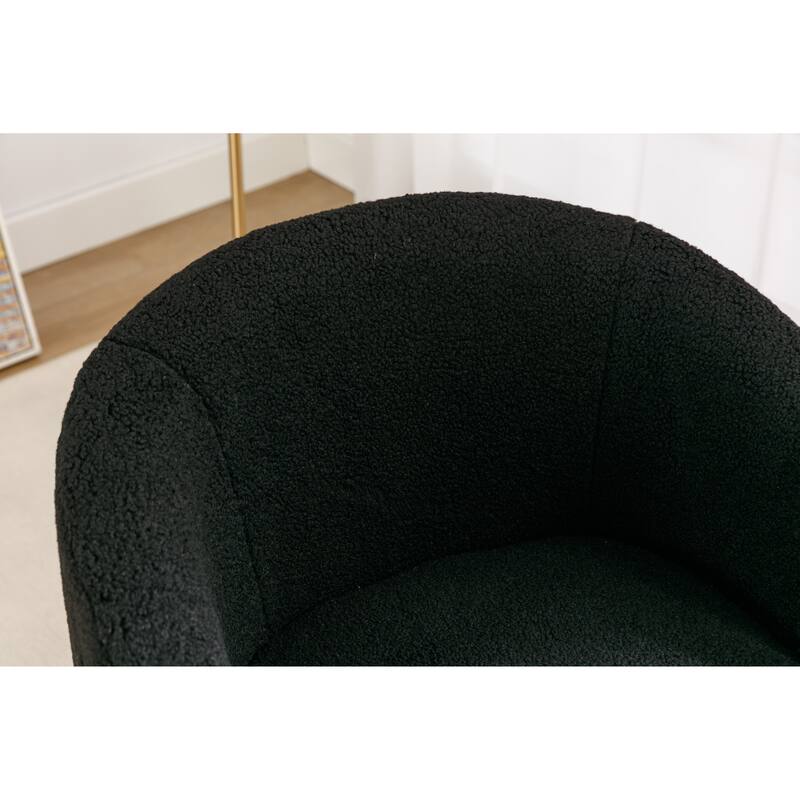 Wool Swivel Barrel Chair with 360° Rotation & Metal Base
