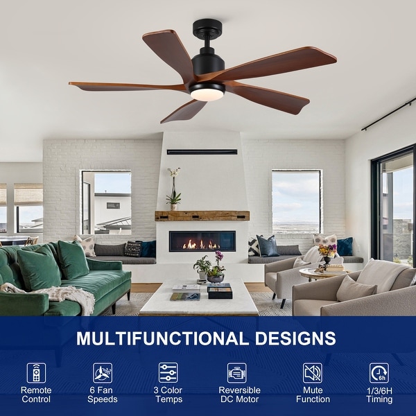 Shamshla 60 in. Indoor Farmhouse Brown Walnut Wood Ceiling Fan