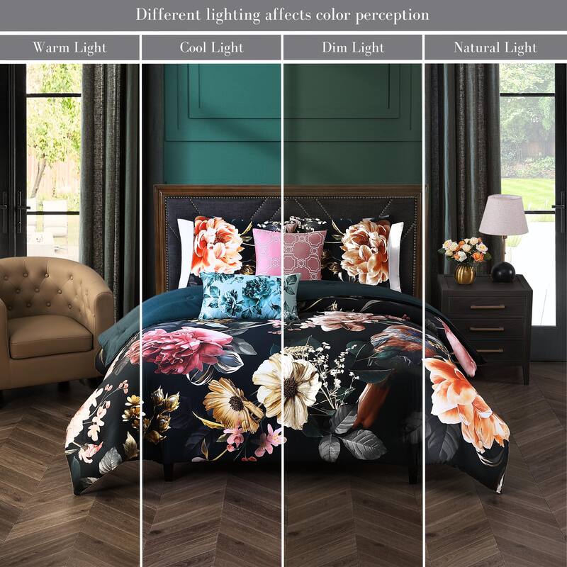 Bebejan Botanical Birds 100% Cotton Sateen 5 Piece Reversible Comforter Set