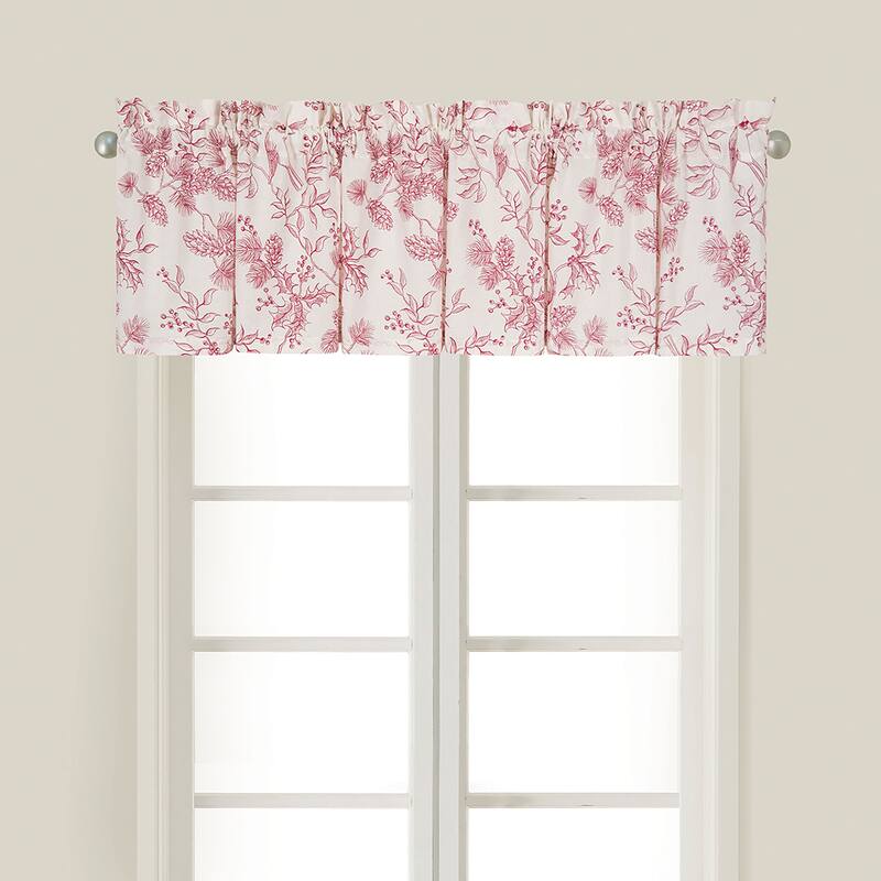 Christmas Evergreen Toile Valance Set of 2 - 15.5 x 72