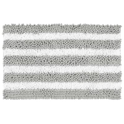 Striped Absorbent Chenille Bath Rugs, Non-Slip Plush Carpet, Floor Mats for Tub, Shower, Bathroom