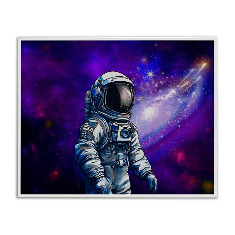 Stupell Astronaut with Swirling Galaxy Framed Giclee Art Design By Jesse Keith - 20 x 16 - White