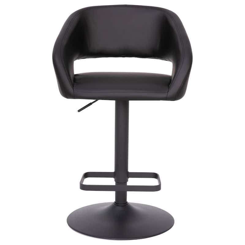 Modern Upholstered Adjustable Height Swivel Barstool with Footrest