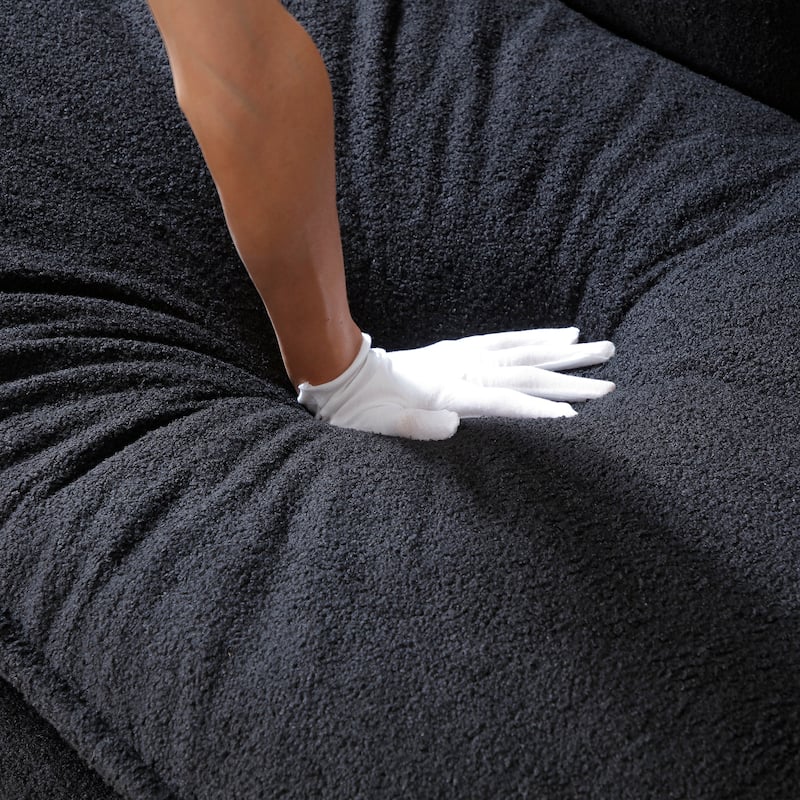 Convertible Loveseat Sleeper Sofa Couch with Metal Frame, 2-Seater Sofa Couch Black Pull-Out Sofa Bed with Armrests