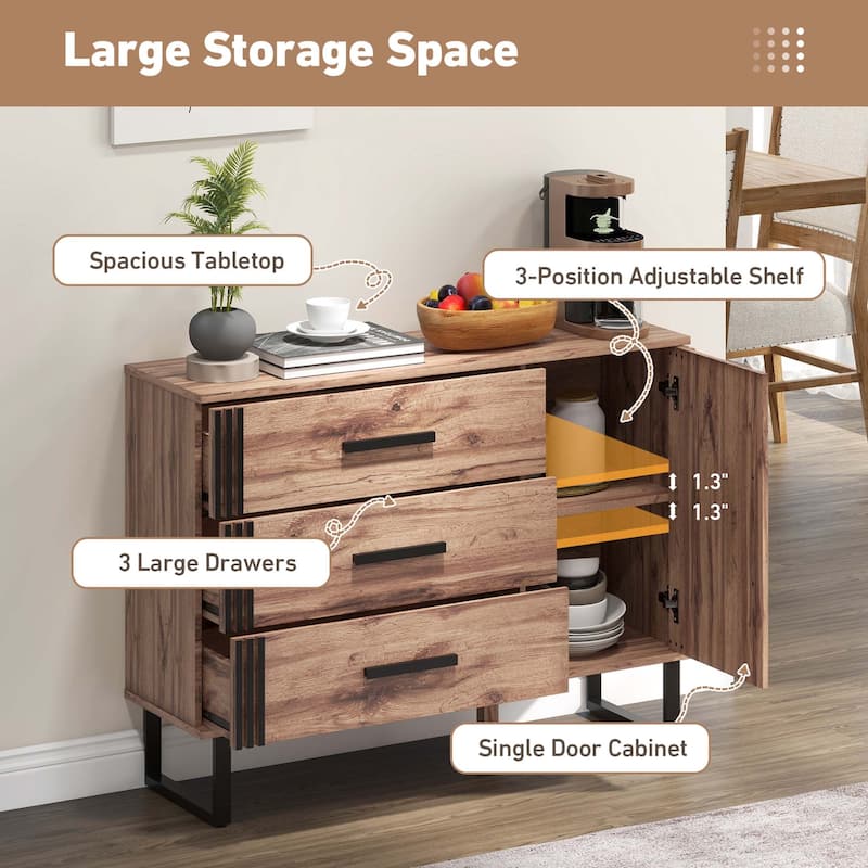 Costway Vintage Accent Cabinet Sideboard Cabinet with 3 Drawers, 1 - See Details